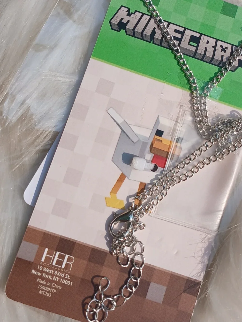 NEW NWT Minecraft Chicken Jockey Necklace Gamer Jewelry Kids Childrens Girls